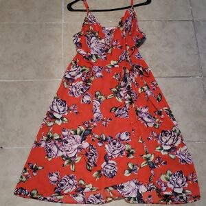 Monteau Orange Midi Sundress Sleeveless Spaghetti Strap